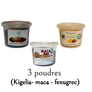 3 Poudres ( Kigelia + Maca + Fenugrec)