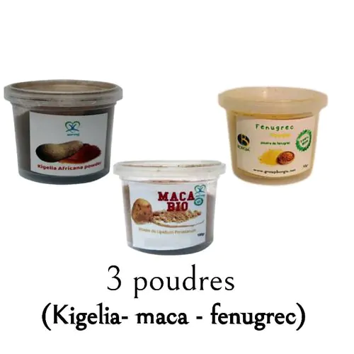 3 Poudres ( Kigelia + Maca + Fenugrec)