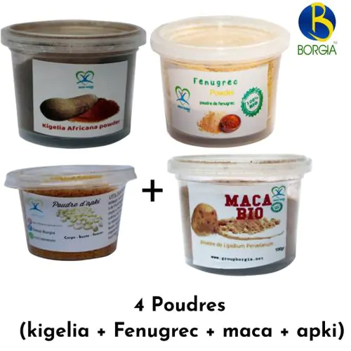 4 Poudres ( Kigelia + Apki + Maca + Fenugrec)