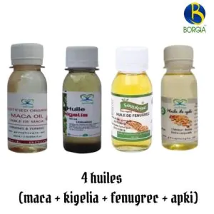 4 Huiles (Fenugrec + Apki + Maca + Kigelia)