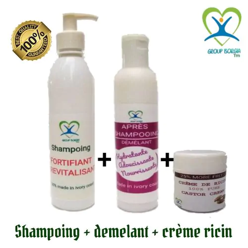 Crème Ricin + Shampoing + Démêlant