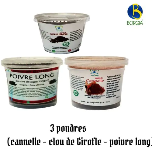Kit D 3 Poudres (cannelle + Clou De Girofle + Poivre Long)