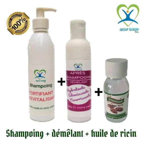 Huile De Ricin + Shampoing + Démêlant