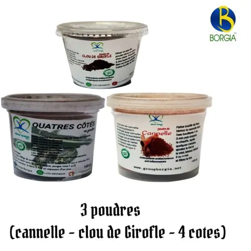 Kit C 3 Poudres (cannelle + Clou De Girofle + 4 Côtés)