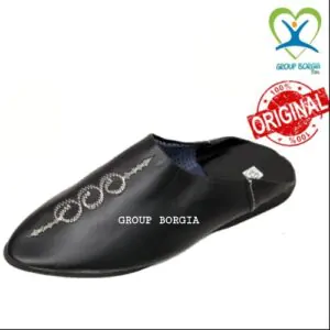 Sandale Babouche Simili Cuir Noir