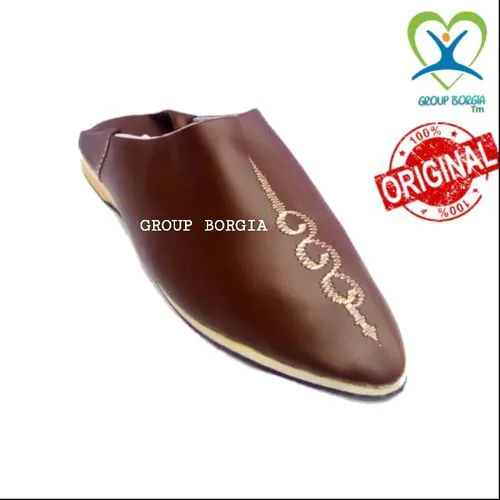 Sandale Babouche Simili Cuir Marron