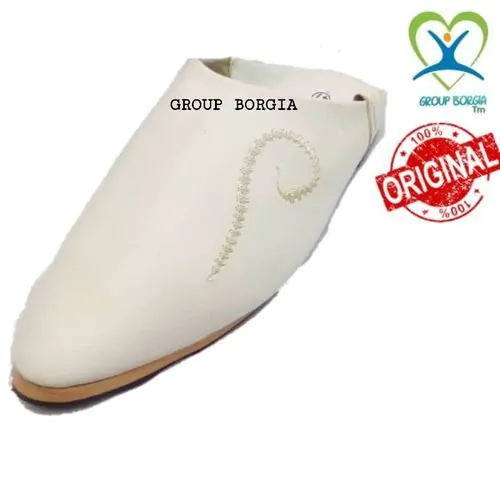 Sandale Babouche Simili Cuir Blanc